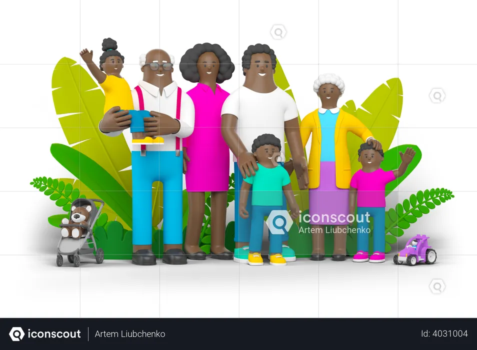 Black family  3D Illustration