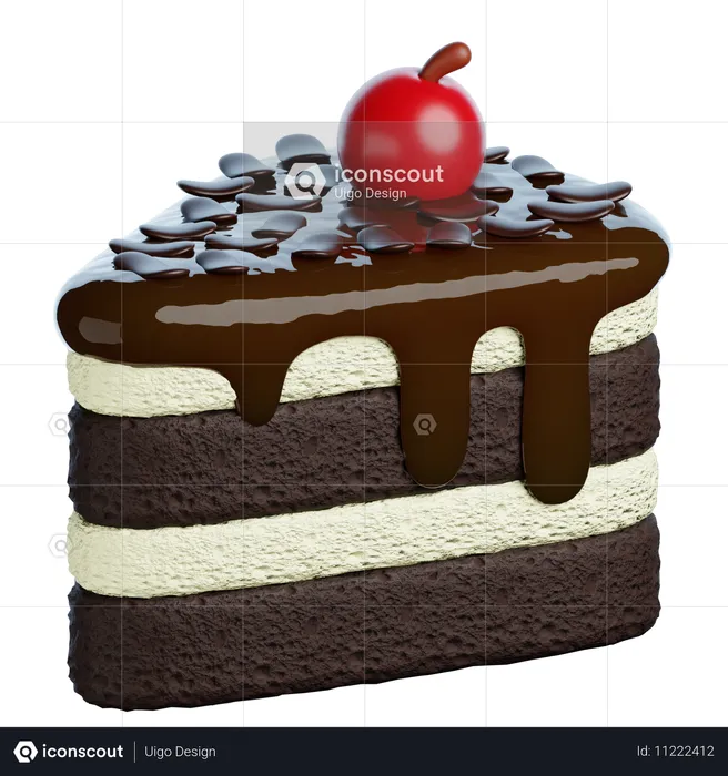 Black Forest Slice Cake  3D Icon