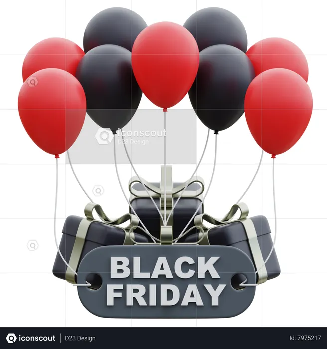 Black Friday Balloon  3D Icon