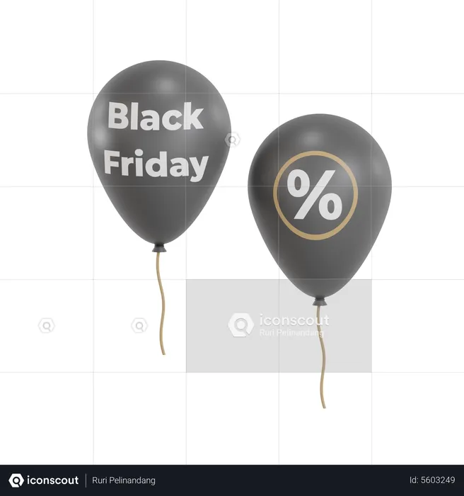 Black Friday Balloon  3D Icon