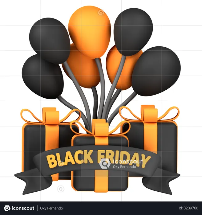 Black Friday Balloon  3D Icon