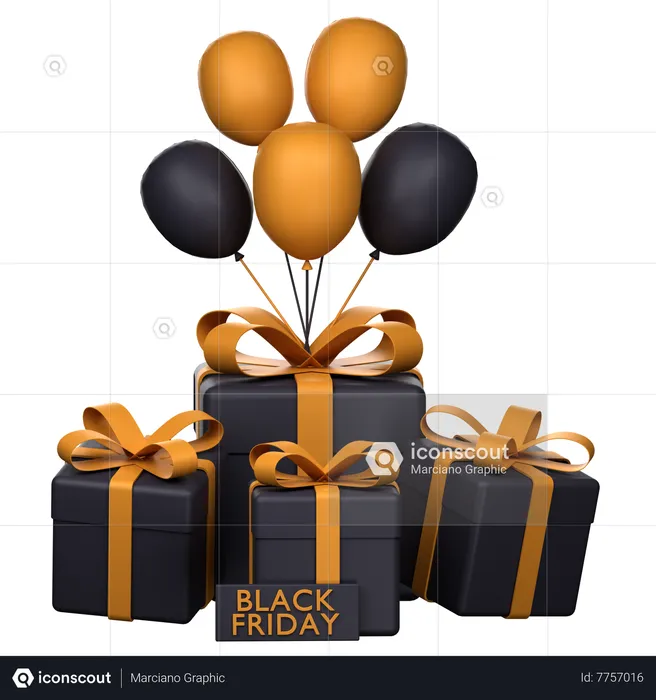 Black Friday Balloons  3D Icon