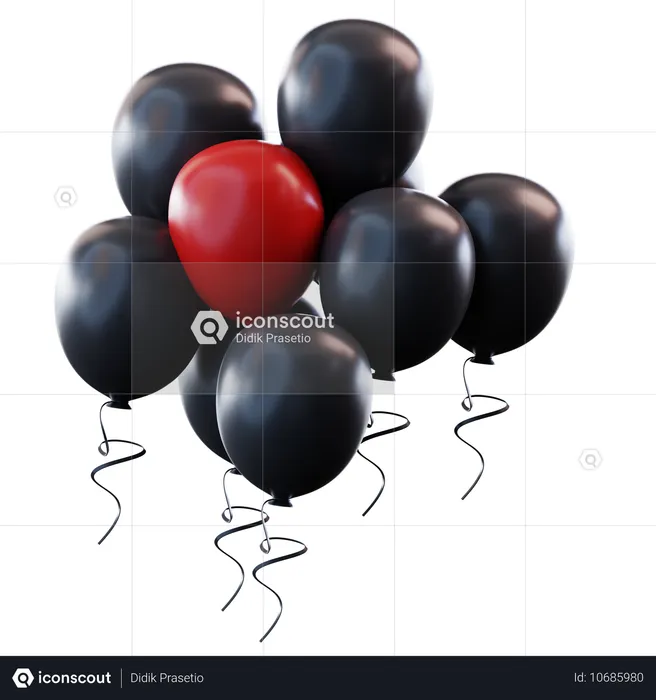 Black Friday Balloons  3D Icon