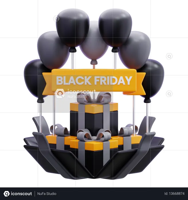 Black Friday Balloons  3D Icon