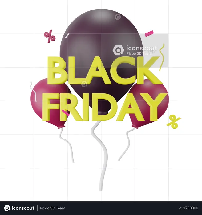 Black Friday Balloons  3D Illustration