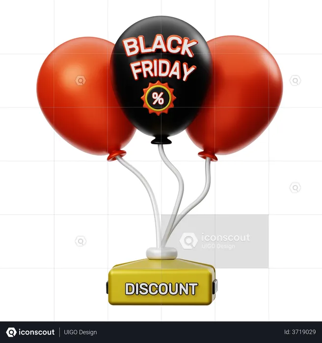 Black Friday Balloons  3D Illustration