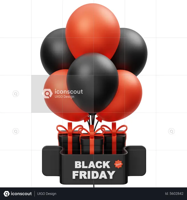 Black Friday Balloons  3D Icon