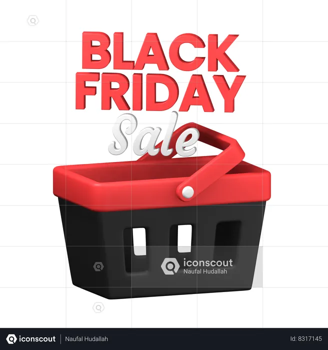 Black Friday Basket  3D Icon