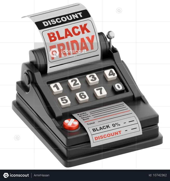 Caixa registradora black friday  3D Icon