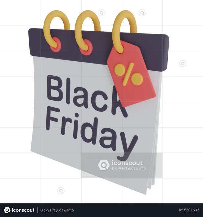 Black Friday Calendar  3D Icon