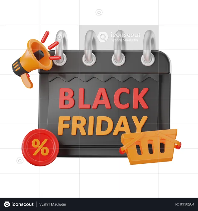 Black Friday Calendar  3D Icon