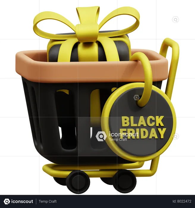 Black Friday Cart  3D Icon