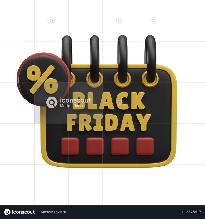 Black Friday Date  3D Icon