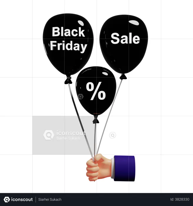 Black friday discount balloon  3D Illustration