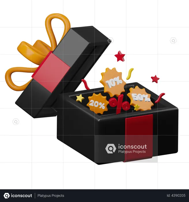 Geschenkbox zum Black Friday  3D Illustration