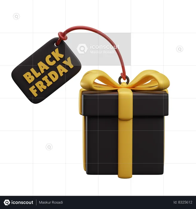 Black Friday Gift Box  3D Icon