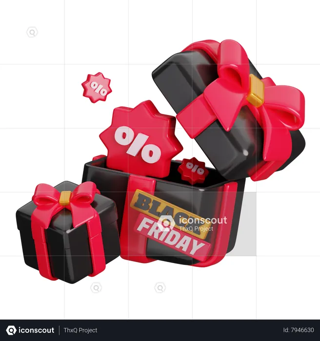 Black Friday Gift Boxes  3D Icon