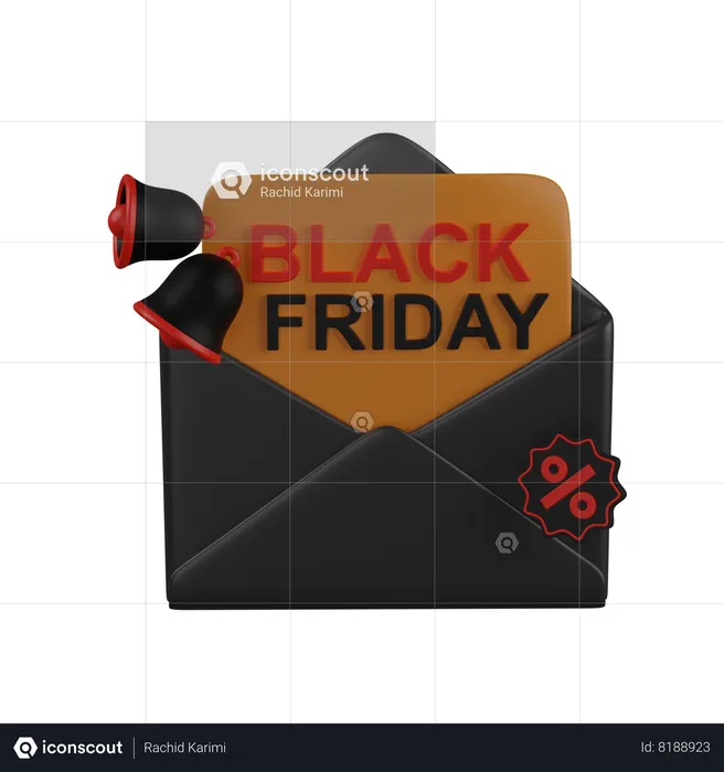 Black Friday Letter  3D Icon