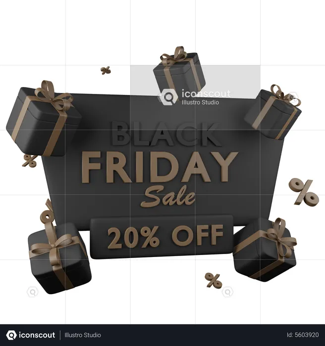Black Friday Sale 20 Percent Off  3D Icon