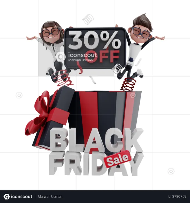 Black Friday Sale  3D Illustration