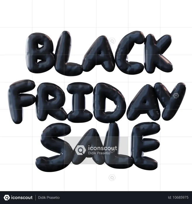 Black Friday Sale Balloon Text  3D Icon