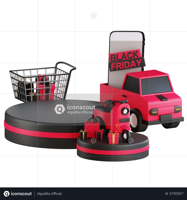 Black friday shipping service  3D Illustration
