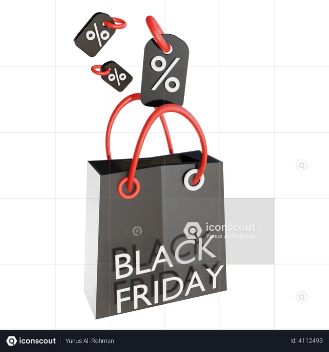 Black Friday shopping bag  3D Illustration
