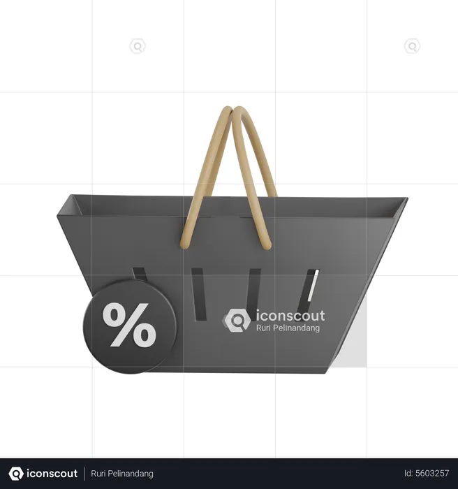 Black Friday Shopping Basket  3D Icon