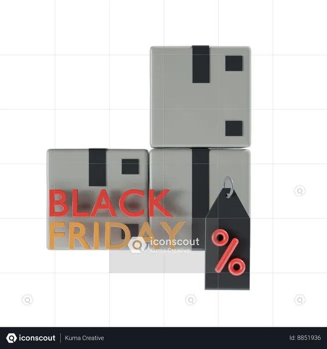 Boîtes à provisions du Black Friday  3D Illustration