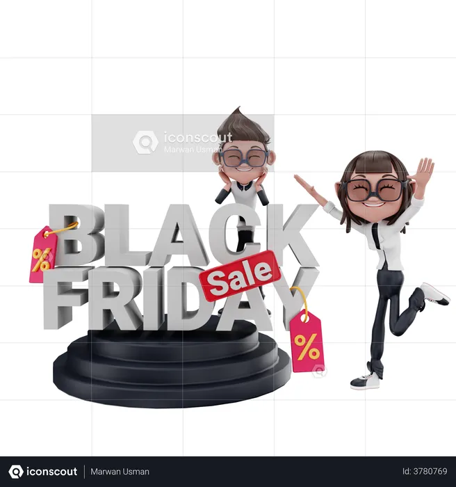 Black Friday Shopping Sale  3D Illustration