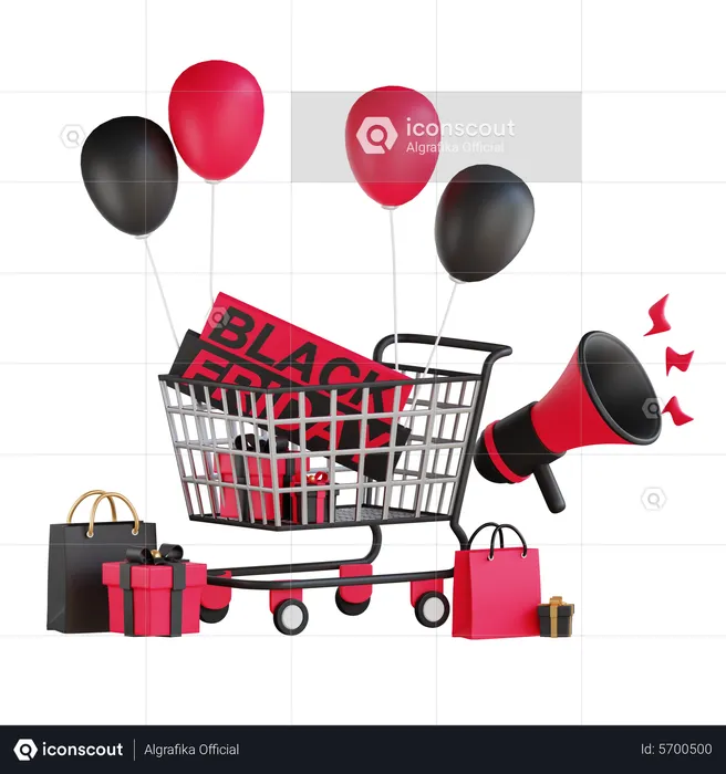 Black friday shopping sale announcement  3D Illustration