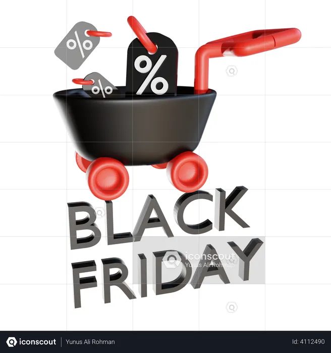 Black Friday trolley  3D Illustration