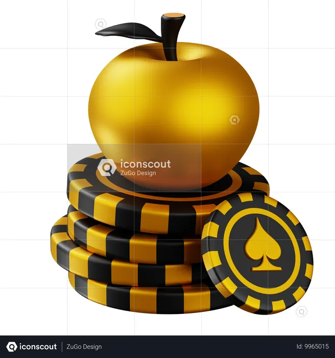 Black Golden Aple With Spade Chip  3D Icon