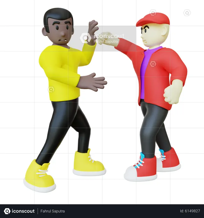 Black Guy Getting Threatened  3D Illustration