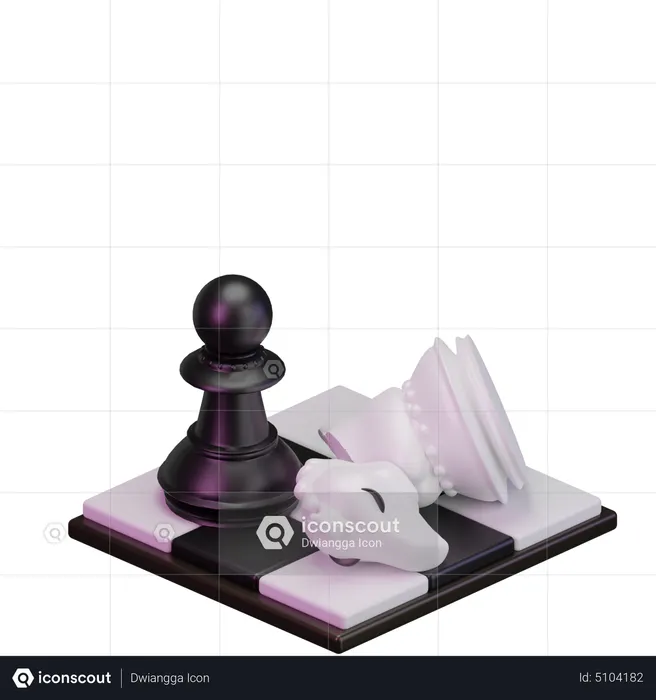 Black Knight kill White pawn  3D Icon