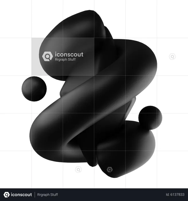 Black Matte Abstract Shape  3D Icon