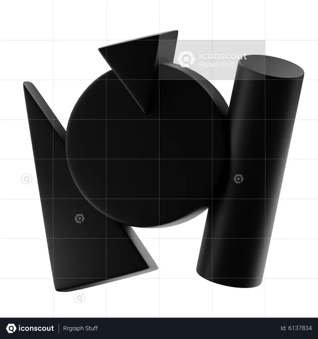 Black Matte Abstract Shape  3D Icon