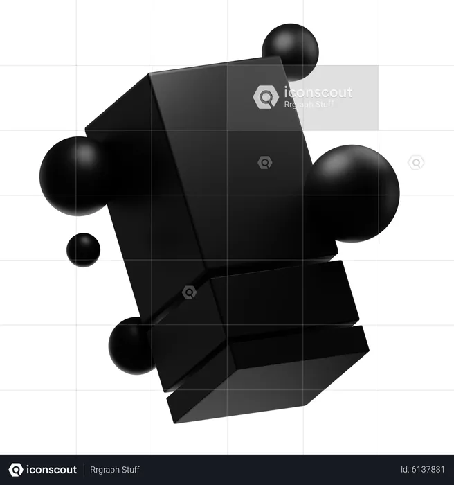 Black Matte Abstract Shape  3D Icon