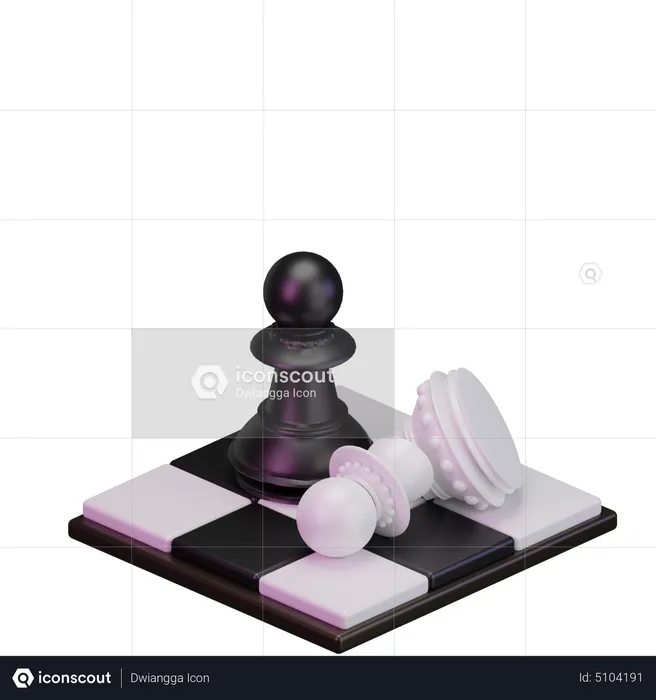 Black pawn kill White pawn  3D Icon