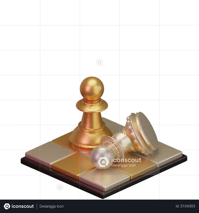 Black pawn kill White pawn  3D Icon