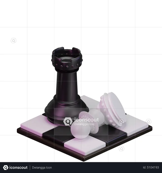 Black pawn kill White Rook  3D Icon