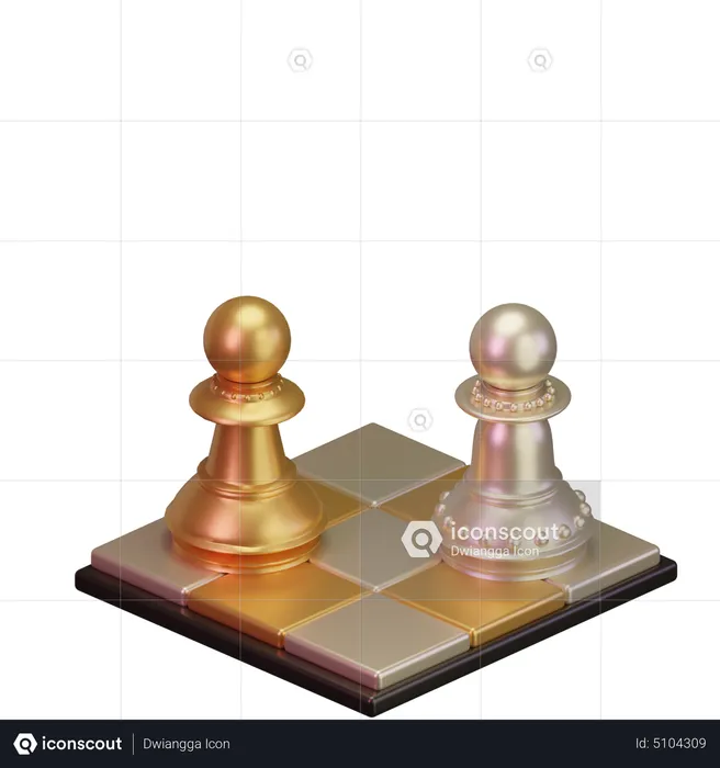 Black pawn vs White pawn  3D Icon