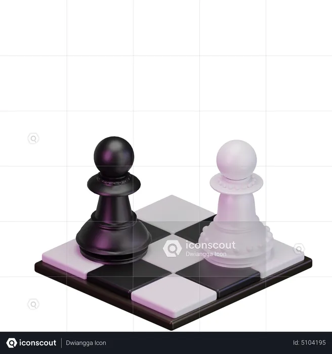 Black pawn vs White pawn  3D Icon