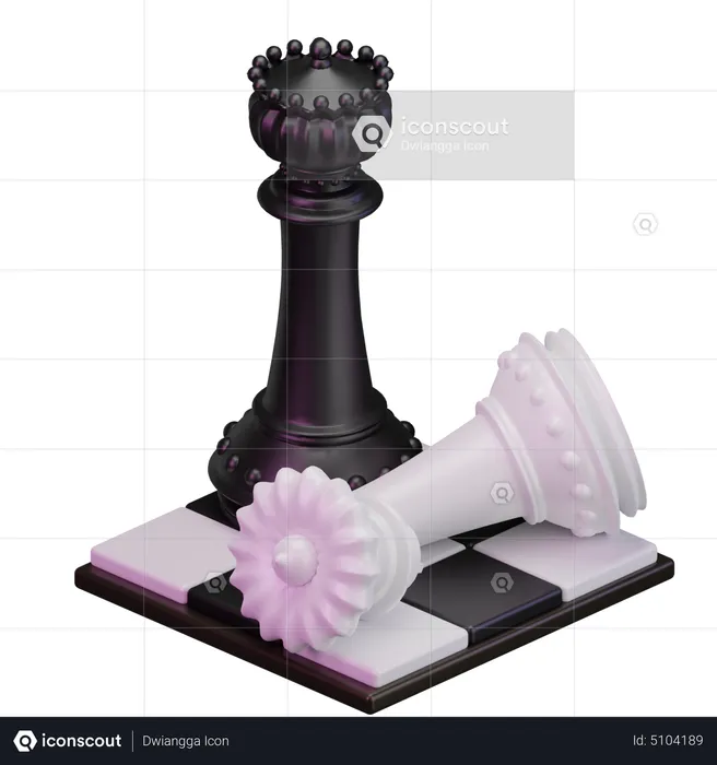 Black Queen kill White King  3D Icon