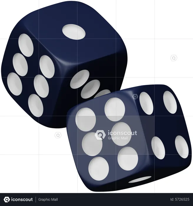 Black Rolling Dice  3D Icon