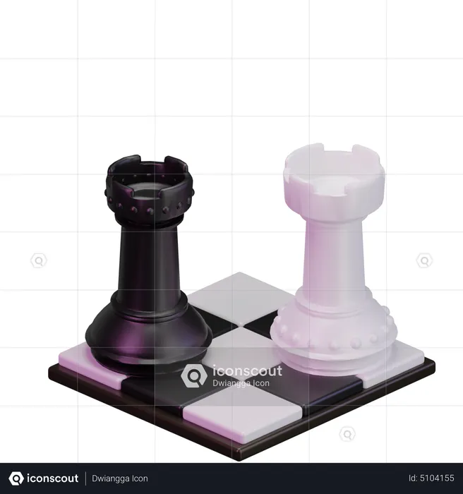 Black Rook vs White Rook  3D Icon