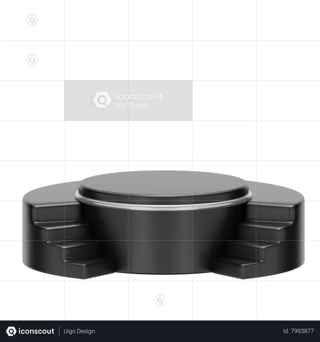 Black Stage Round Podium  3D Icon