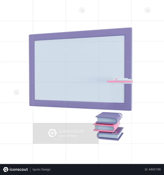 Blackboard And Books  3D Illustration