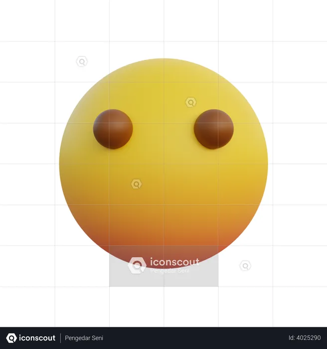 Blank face emoticon Emoji 3D Illustration