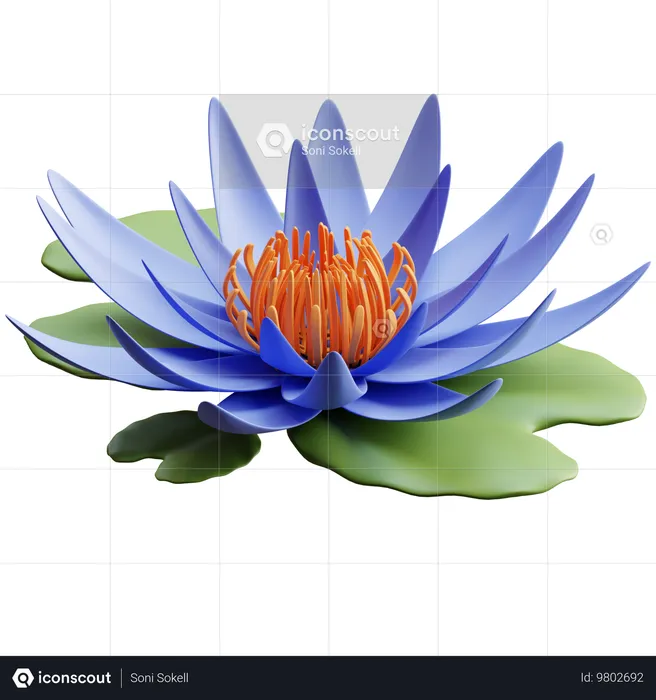 Blauer Lotus  3D Icon